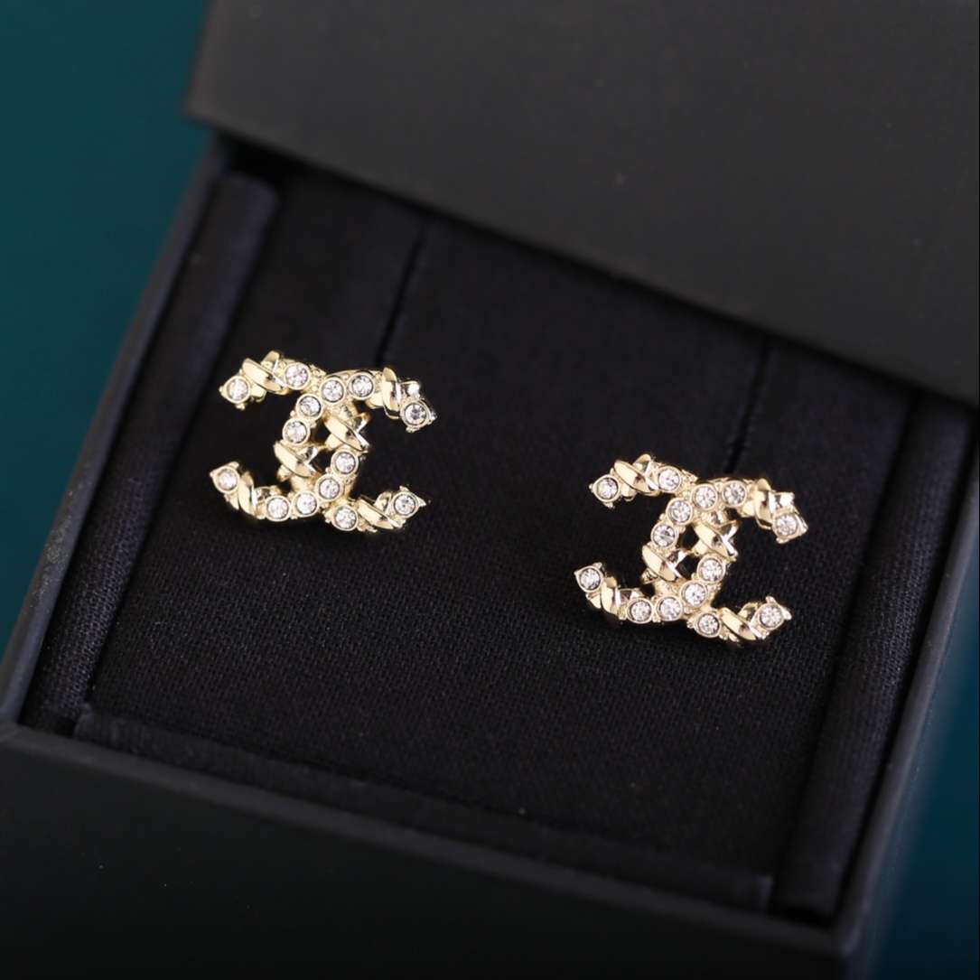 Ch**el Double C Earrings Gold For Women