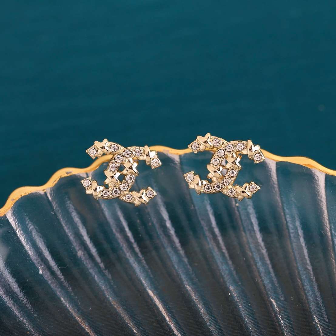 Ch**el Double C Earrings Gold For Women