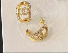 Ch**el Hollow Moon Shape Earrings Gold For Women