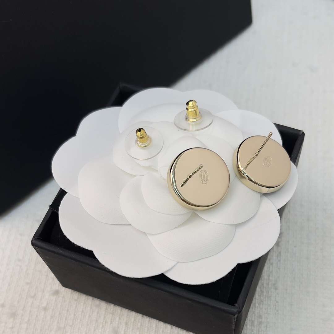 Ch**el Round Earrings Black For Women