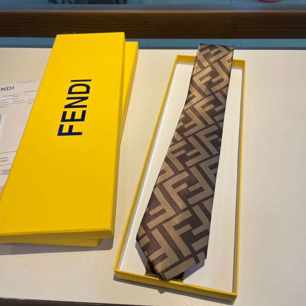 F**di Tie Silk Necktie Brown For Men FXC023A003F13D6