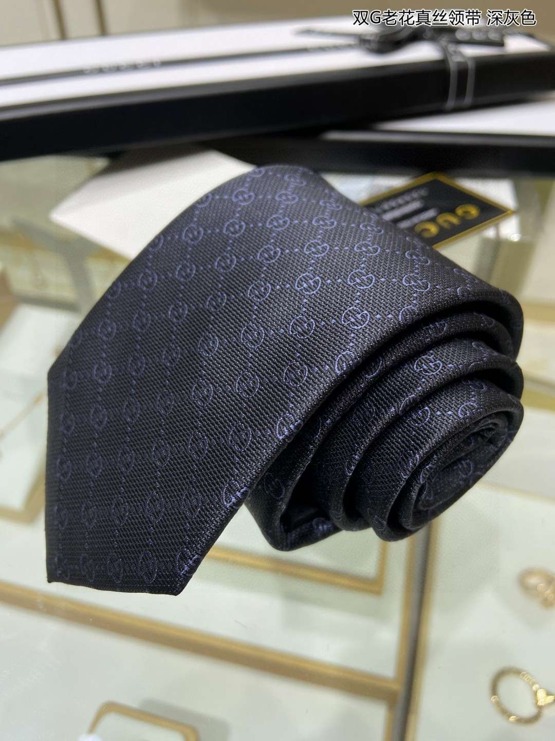Gvc*1 Pattern Silk Tie Black For Men