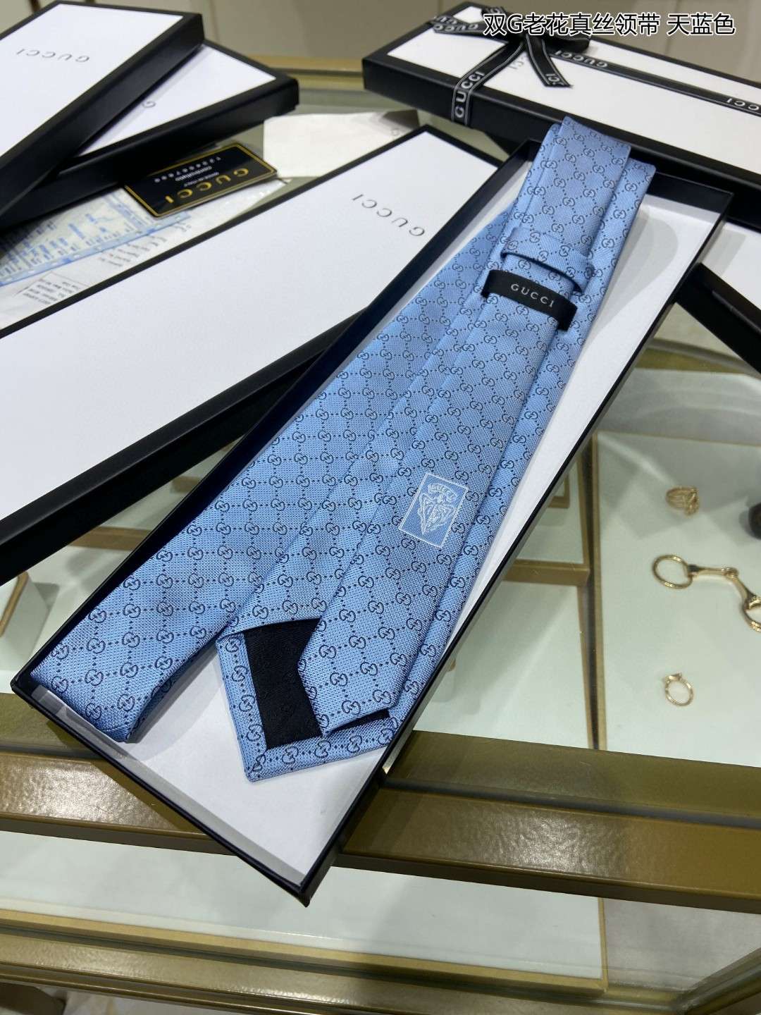 Gvc*1 Pattern Silk Tie Blue For Men