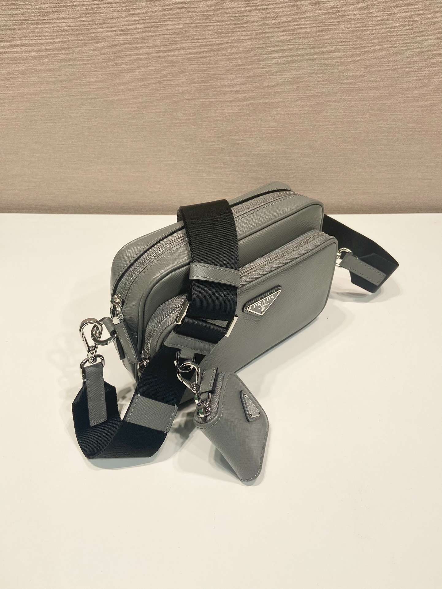 Pra*a Brique Saffiano Bag Grey For Women 7.9in/20cm