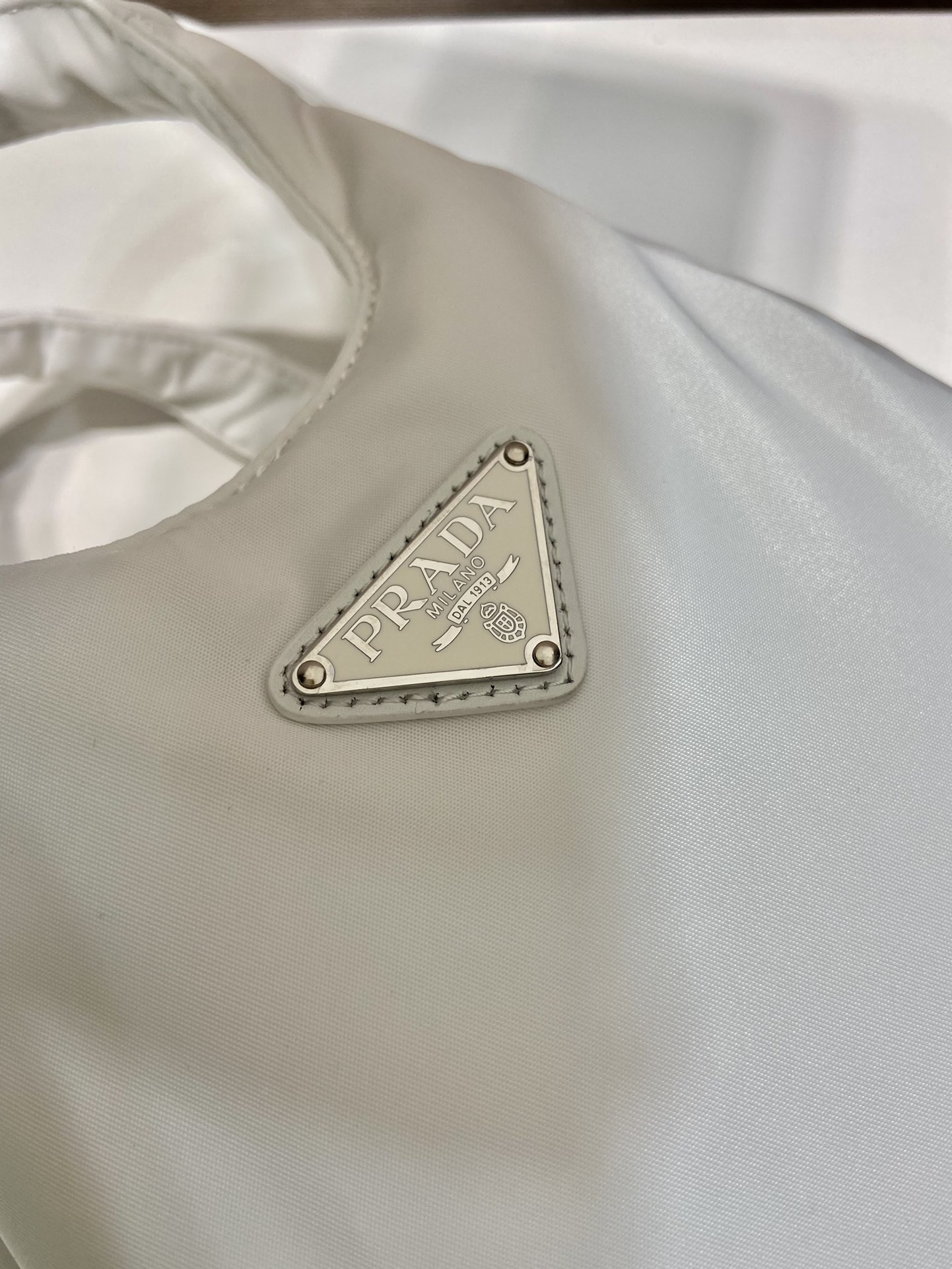 Pra*a Soft Padded Re-Nylon Mini-Bag White/Pink/Beige For Women 7.1in/18cm 1BA359_RCCJ_F0009_V_OVM