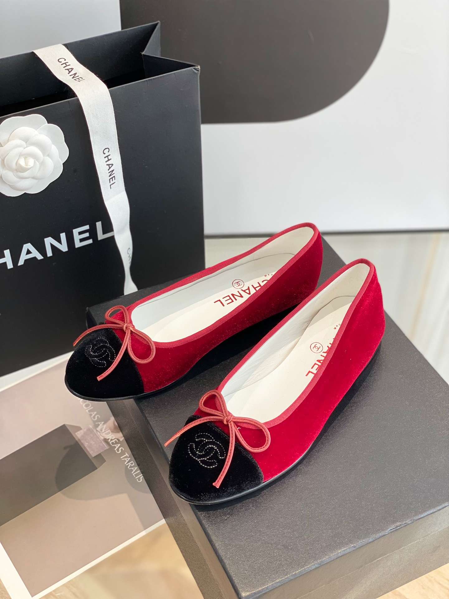 Ch**el Ballet Flats Red For Women