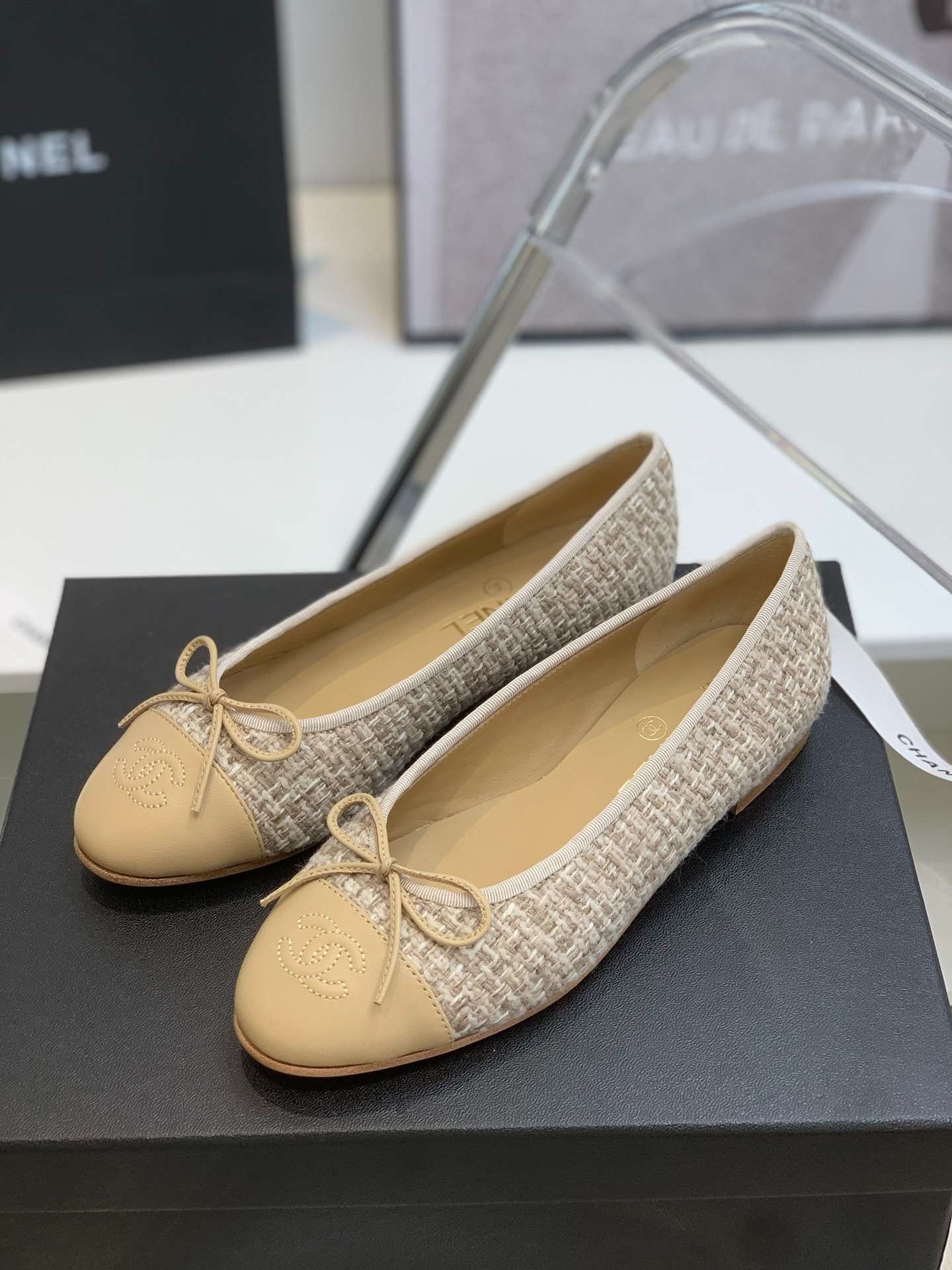 Ch**el Ballet Flats Beige For Women