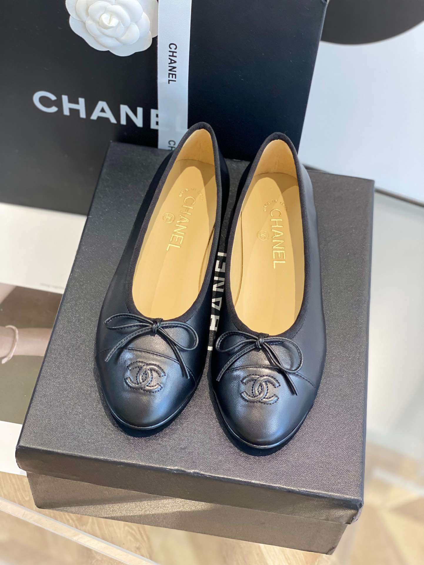 Ch**el Ballet Flats Black For Women