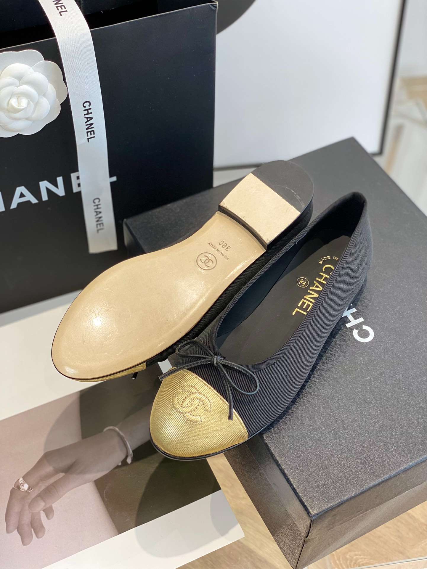 Ch**el Ballet Flats Black For Women