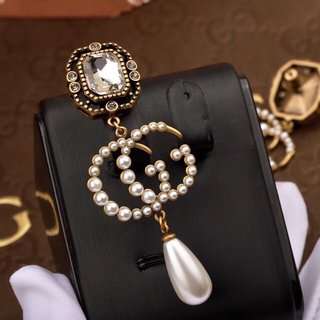 Gvc*1 Square Double Pearl Earrings Gold For Women