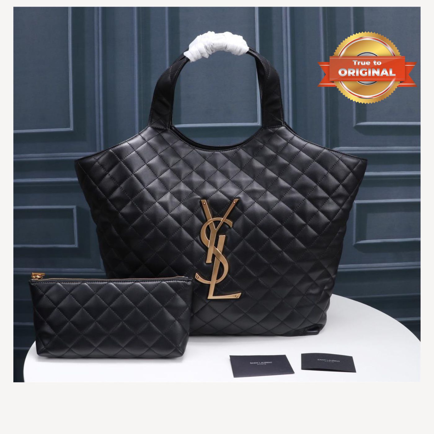 [True-to-ORIGINAL] Sa1nt Lau*nt Icare Maxi Shopping Bag Black For Women 16.9in/43cm 698651AAANG1000