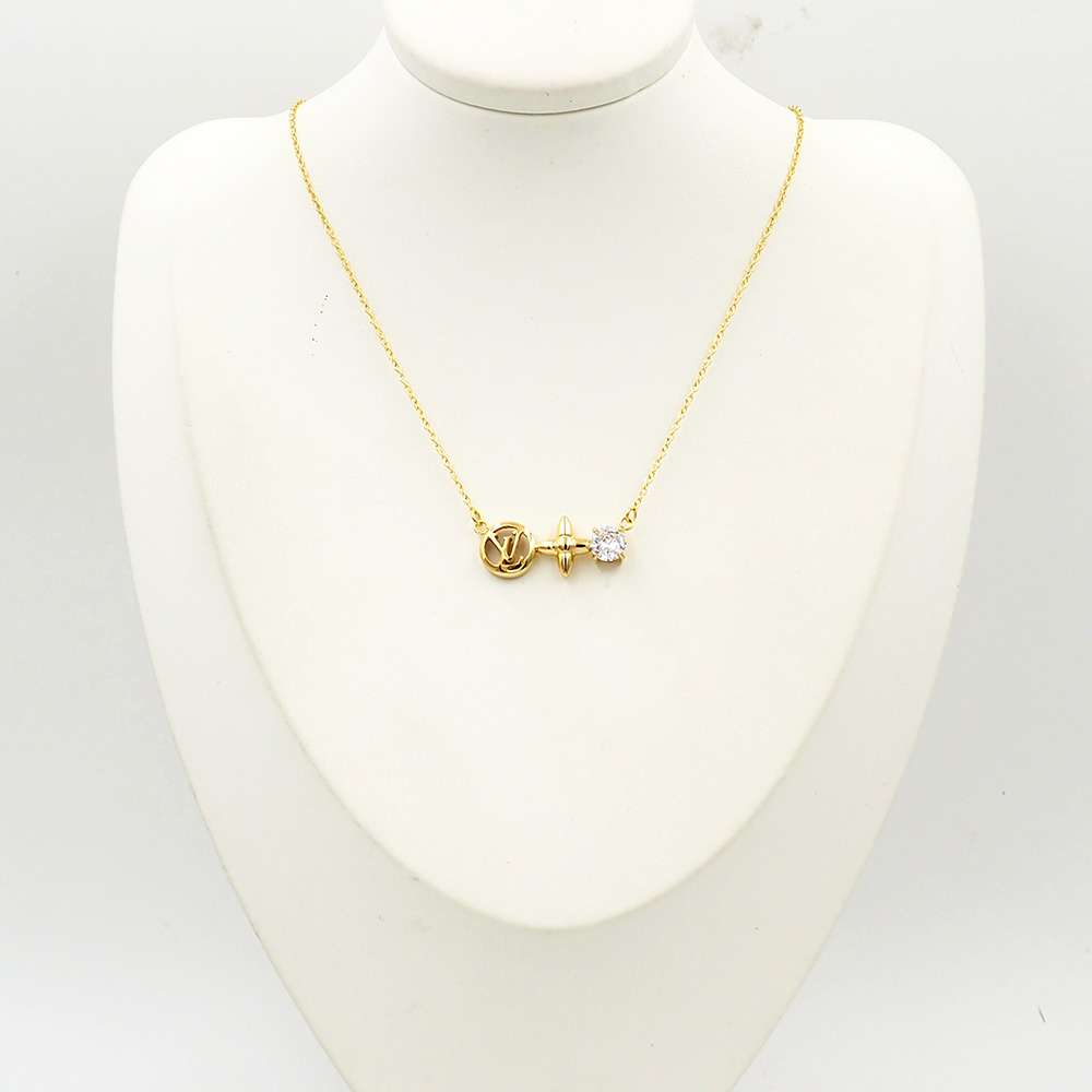 L0vis Vvtt0n LV Circle Logo Necklace Gold For Women