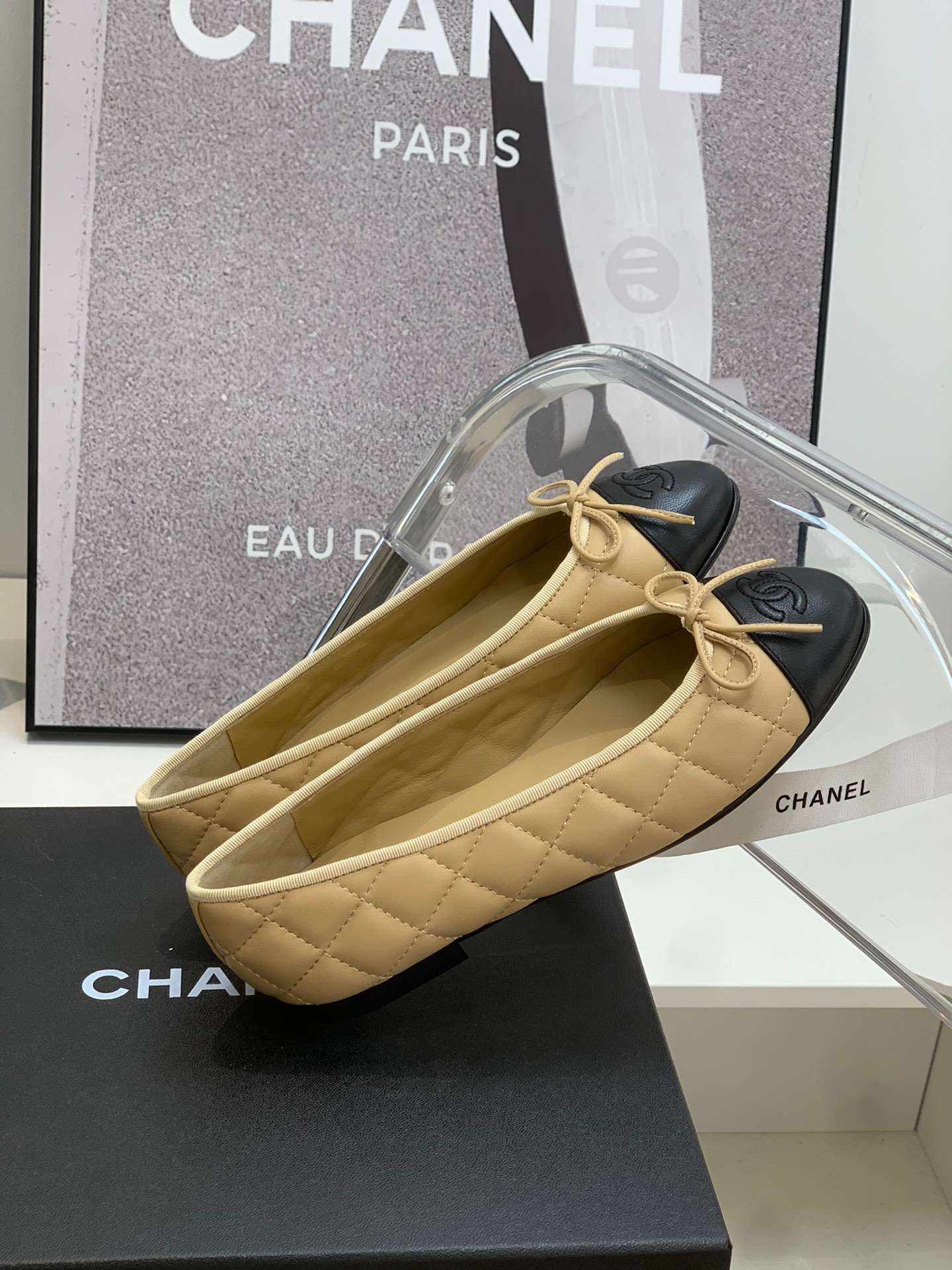 Ch**el Ballet Flats Beige For Women