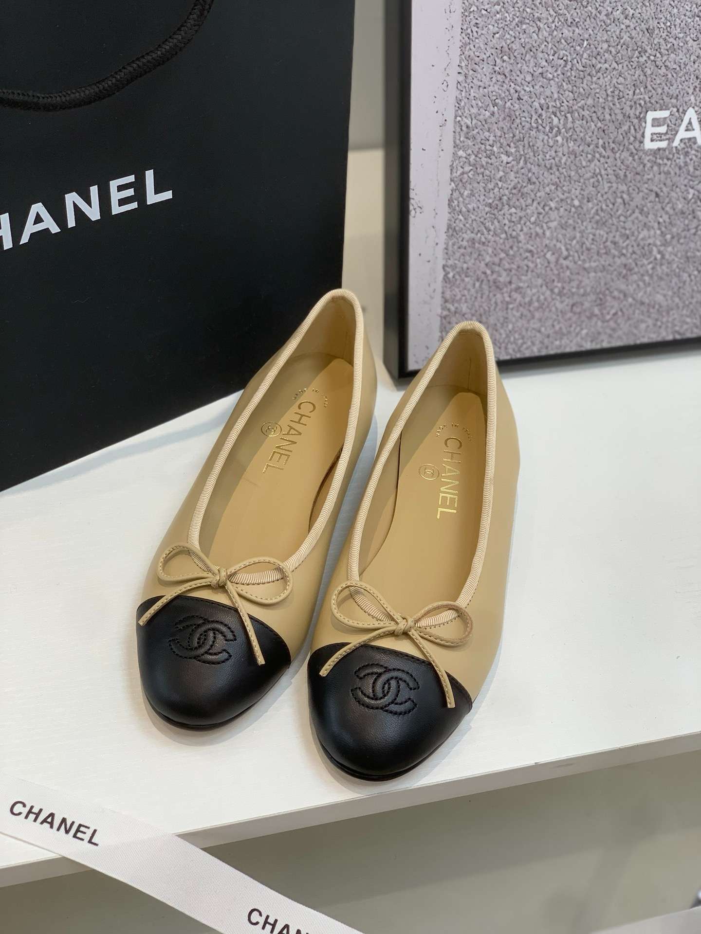 Ch**el Ballet Flats Beige For Women