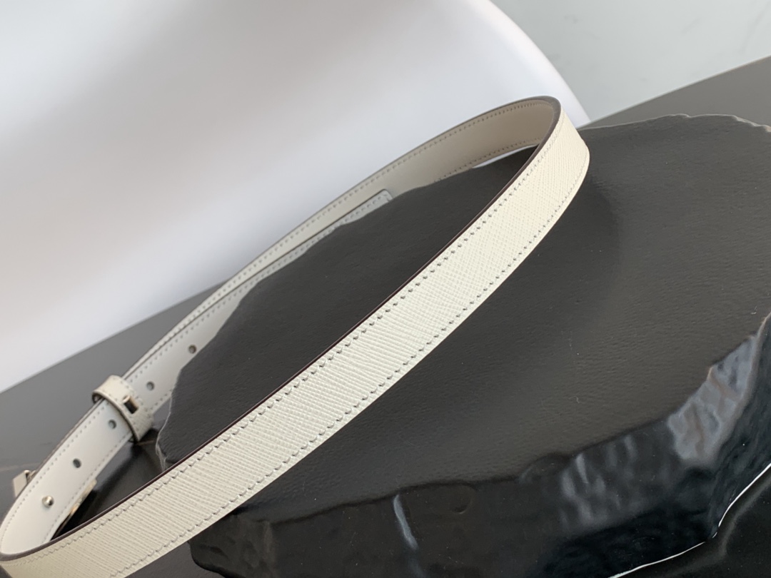 Pra*a Saffiano Belt White For Women