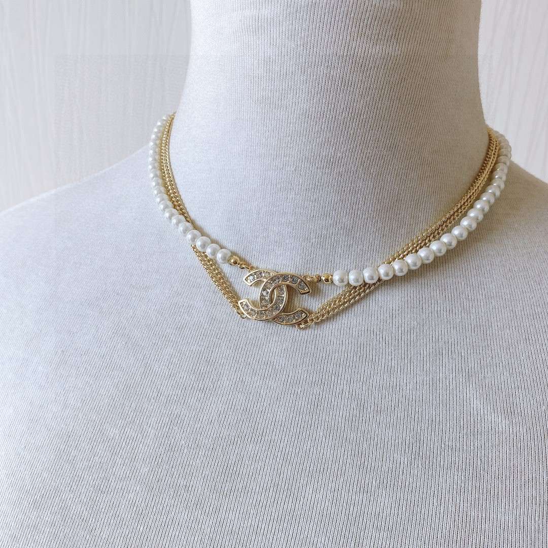 Ch**el Double C Necklace Gold For Women