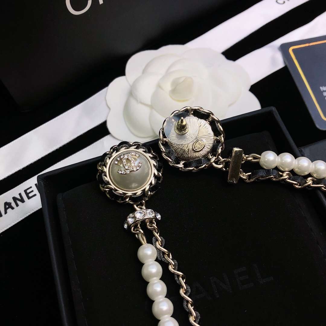Ch**el Small Fragrant Pearl Earrings White For Women