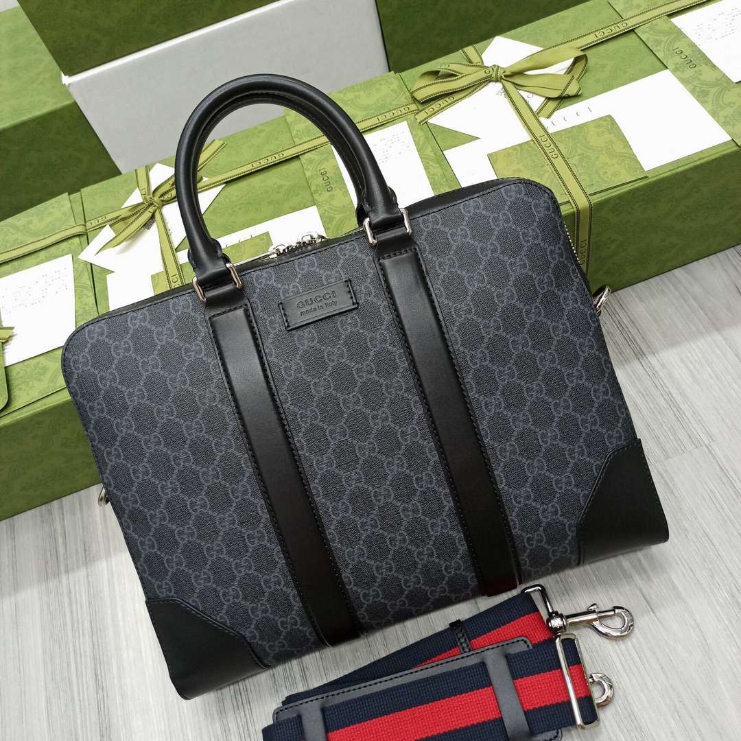 Gvc*1 Black Briefcase GG Grey For Men 36cm / 12.2in 474135 K5RLN 1095