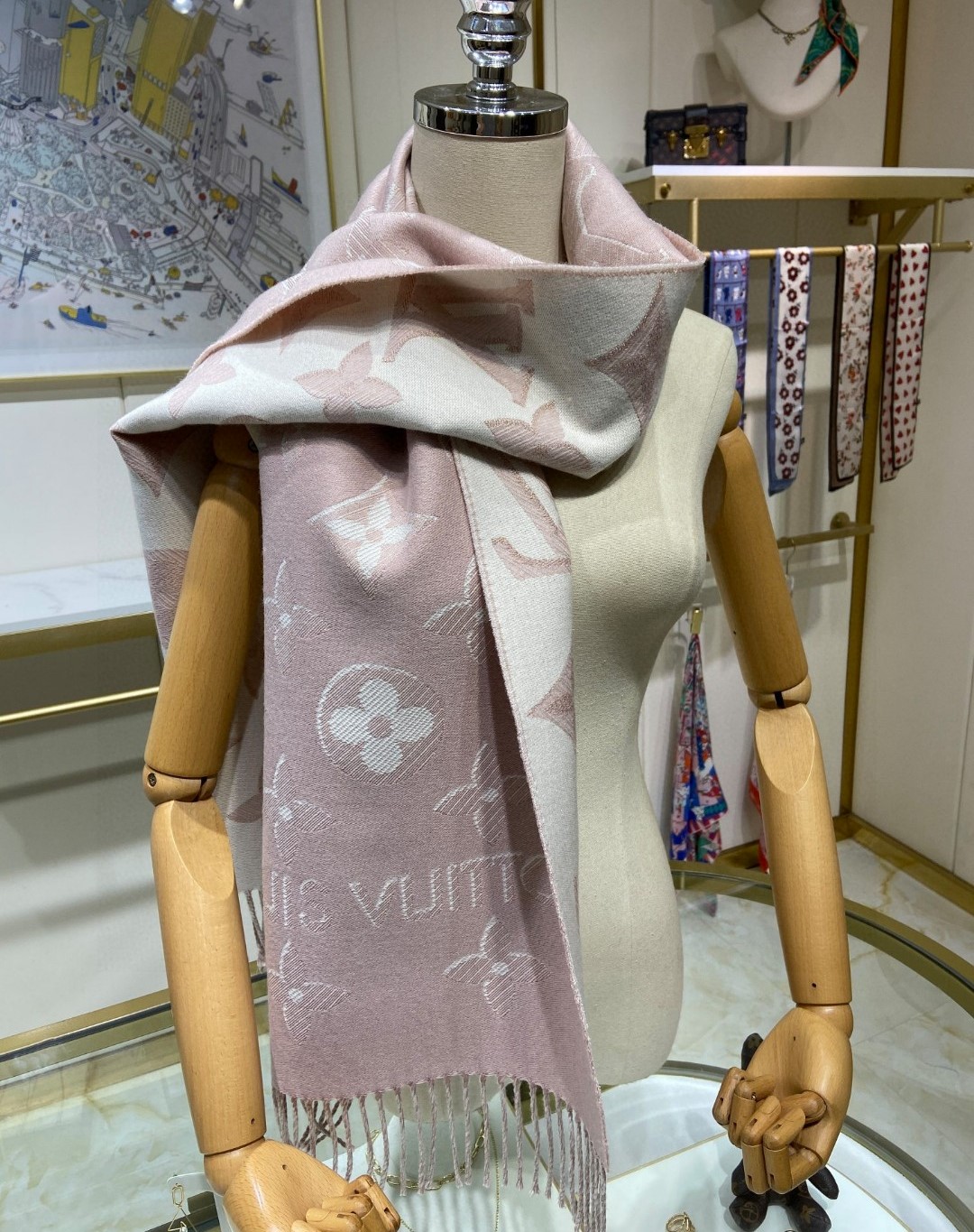 L0vis Vvtt0n Double Sided Long Scarf Pink For Women