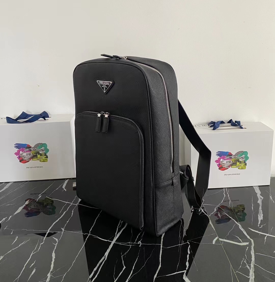 Pra*a Saffiano Backpack Black For Men 30cm / 11.8in 2VZ102_2FAD_F0002_V_OOO