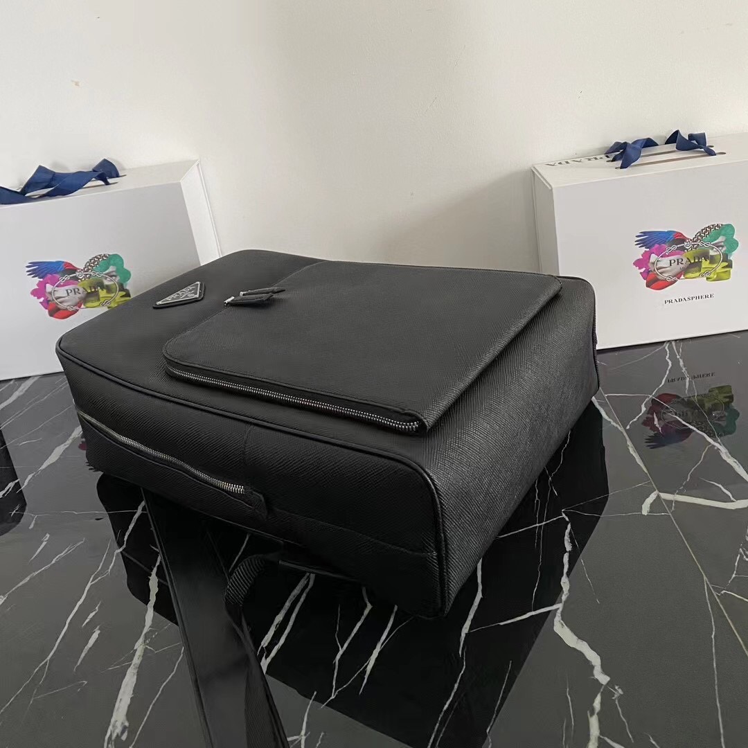 Pra*a Saffiano Backpack Black For Men 30cm / 11.8in 2VZ102_2FAD_F0002_V_OOO