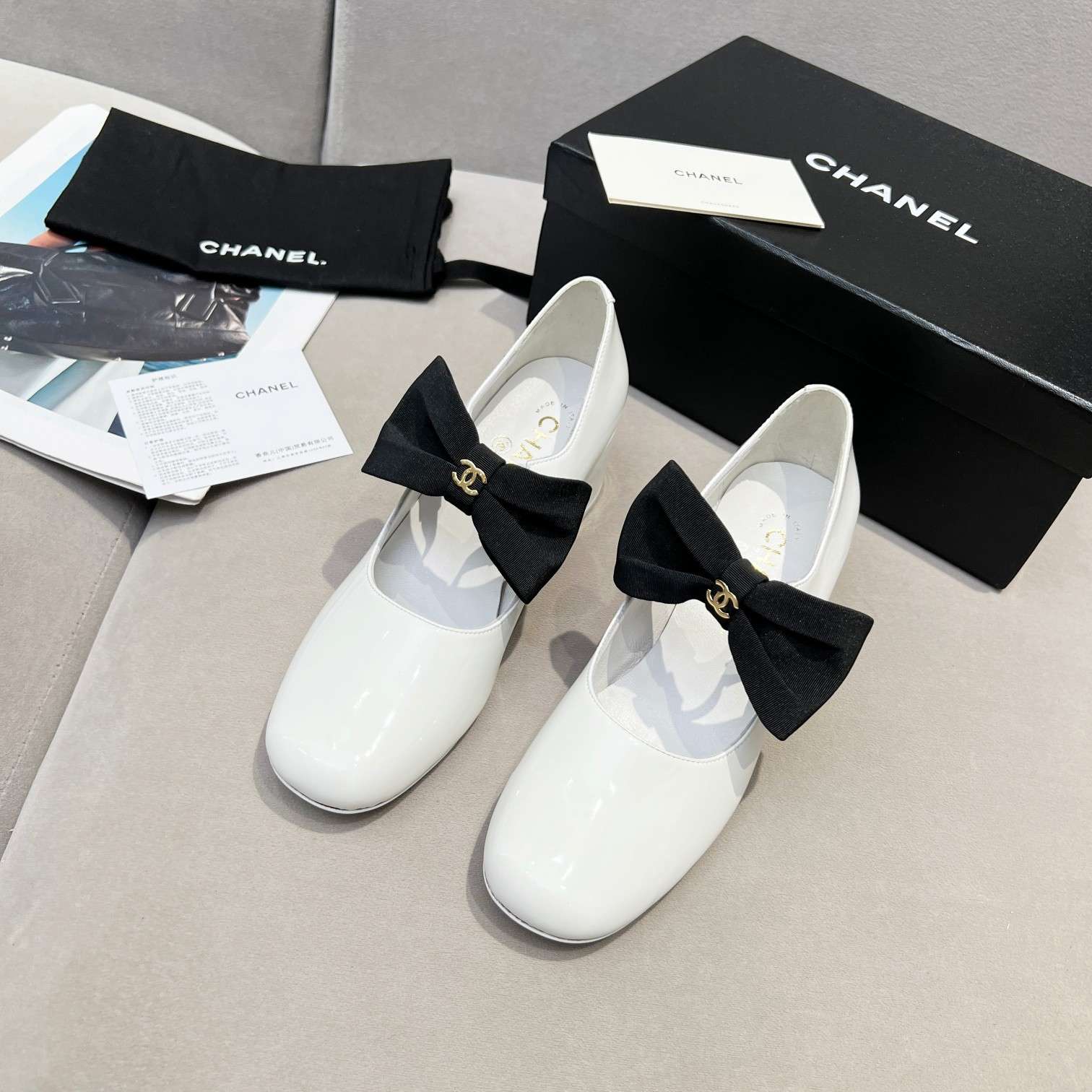 Ch**el Bow Mary Jane White For Women