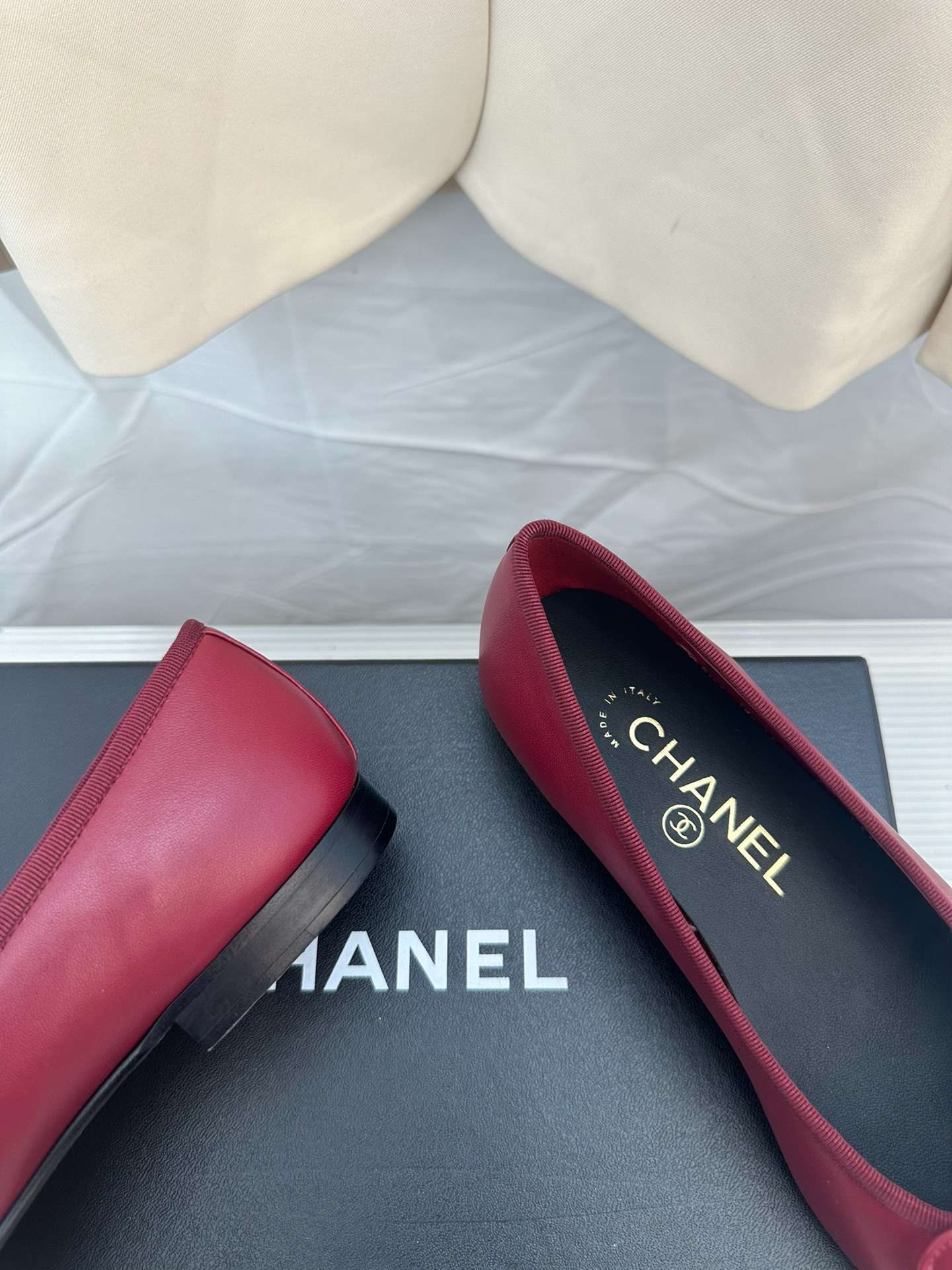 Ch**el Ballerina Logo Ballet Burgundy For Women