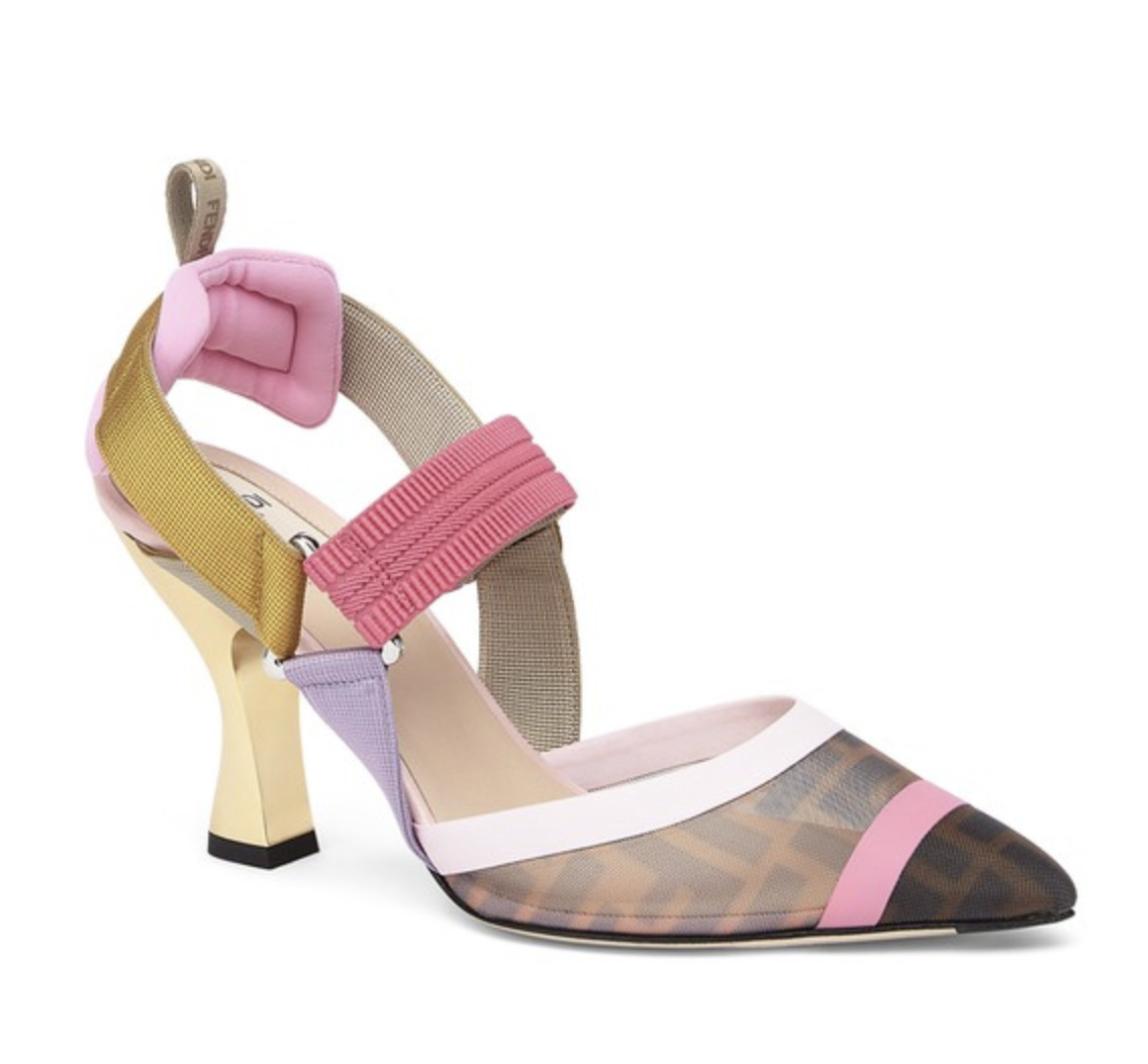 Colibrì Brown Mesh High-heeled Slingbacks For Women-8J6851AJZ3F1HG5