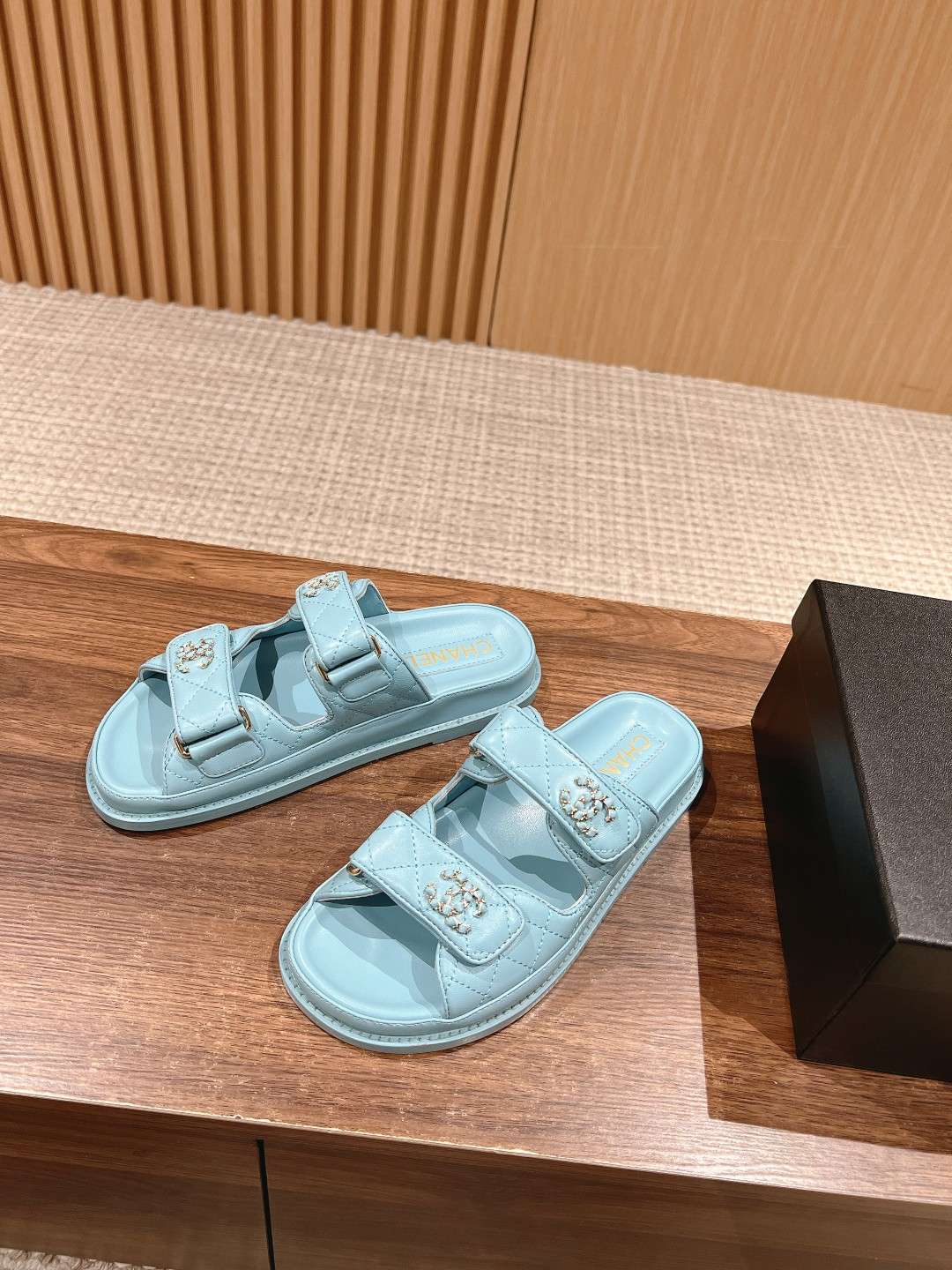 Ch**el Sandals With Ch**el Logo Light Blue For Women