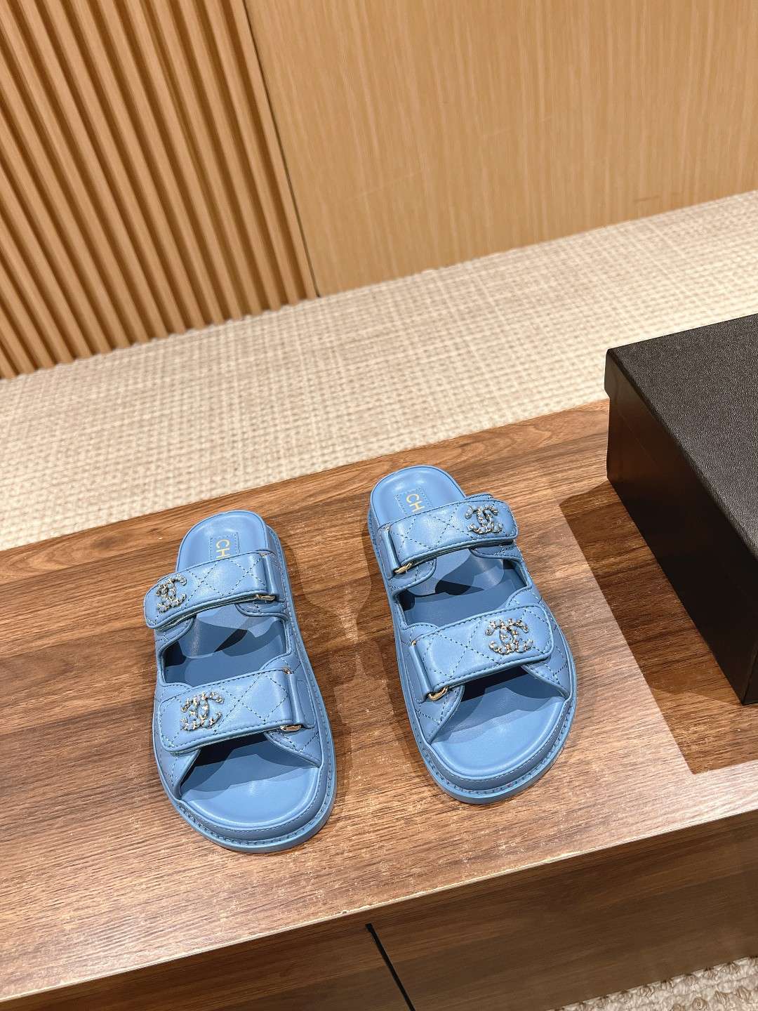 Ch**el Sandals With Ch**el Logo Blue For Women