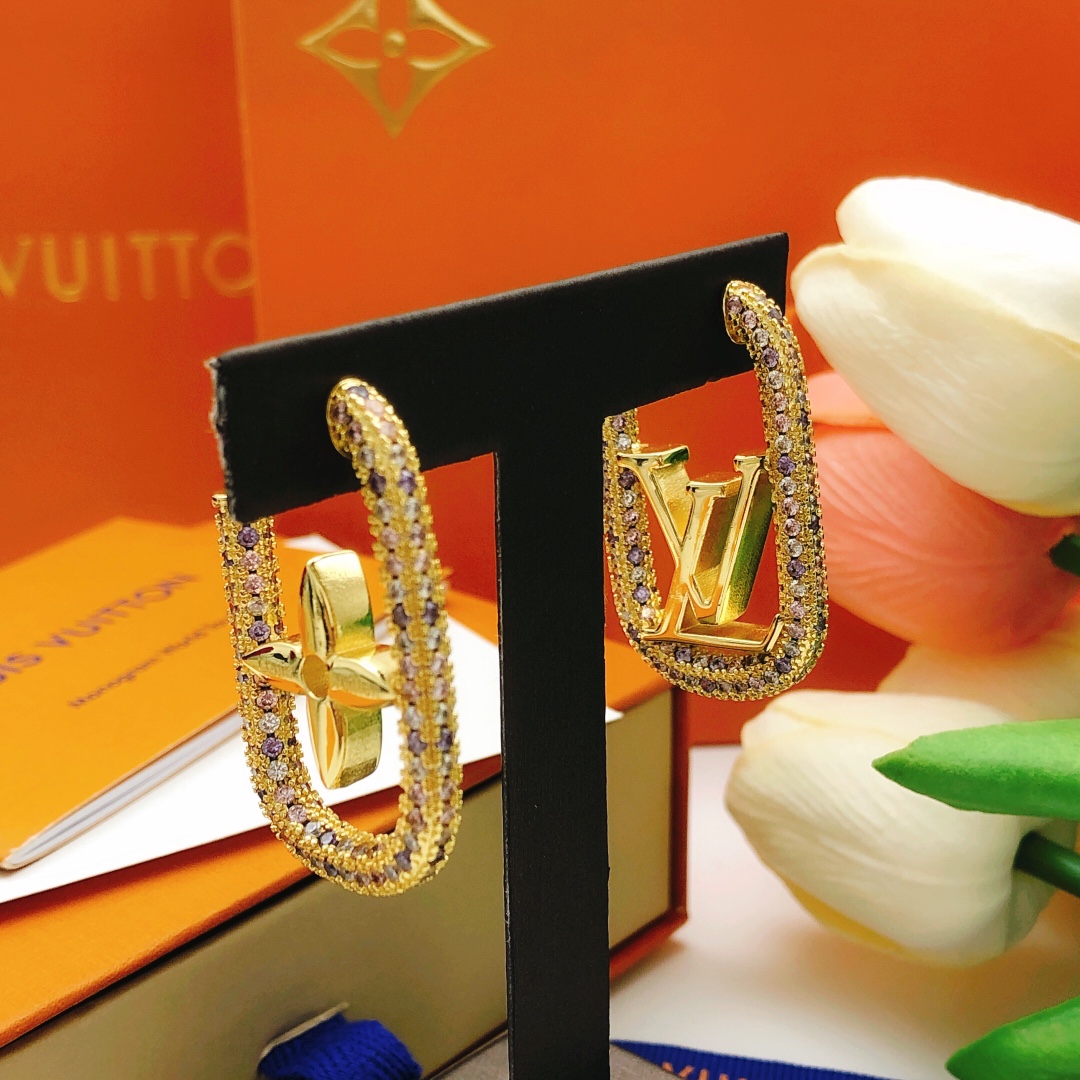 L0vis Vvtt0n D1am0nd Stud Earrings Gold For Women