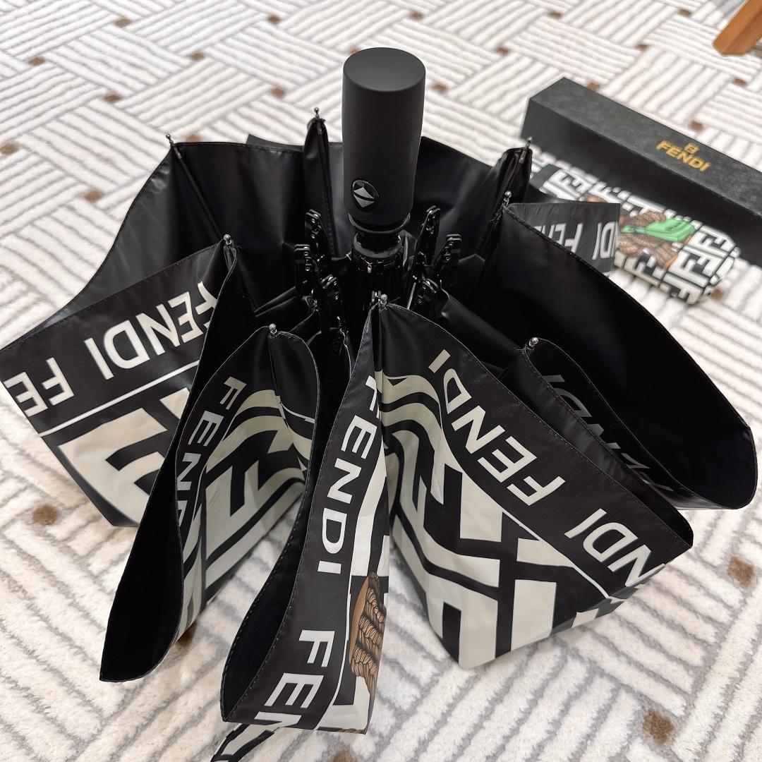 F**di Logo Compact Umbrella White