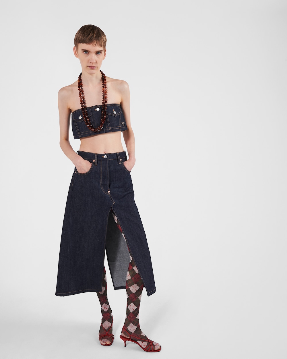 Pra*a Heeled Sandals Red For Women 1X504N_011_F0011_F_055