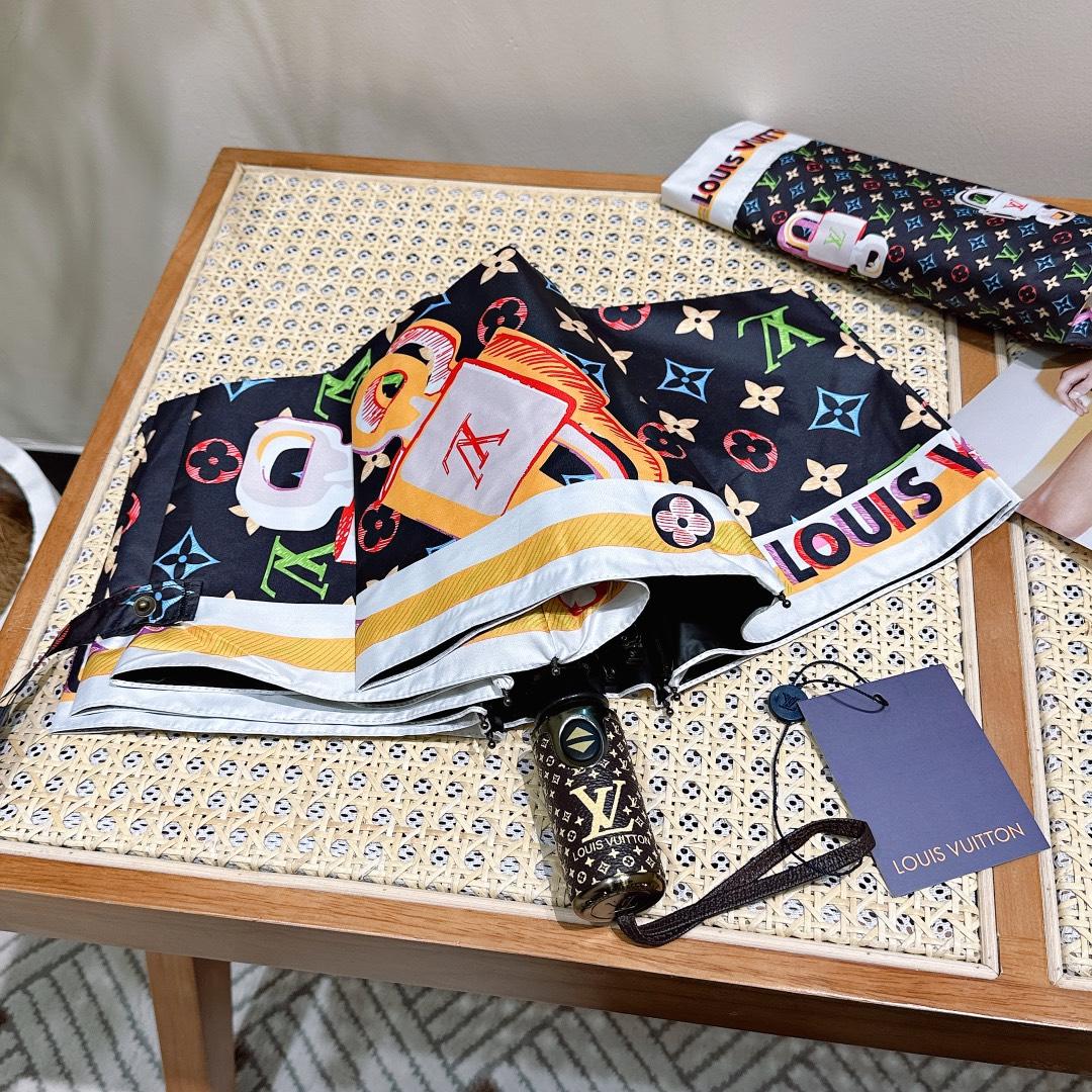 L0vis Vvtt0n Monogram Printed Umbrella Black