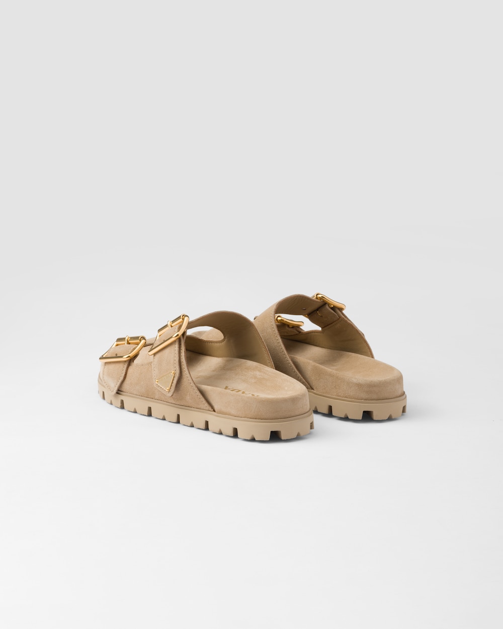 Pra*a Suede Strap Slides Beige For Women 1XX692_054_F0379_F_020