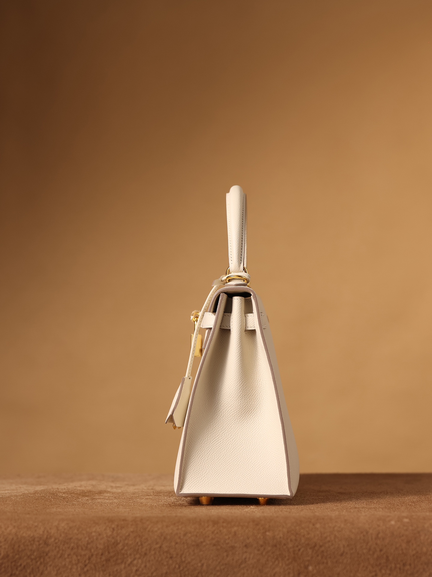 H**me5 Kelly Epsom Gold Tone Lock Bag Cream For Women 9,8in/25cm