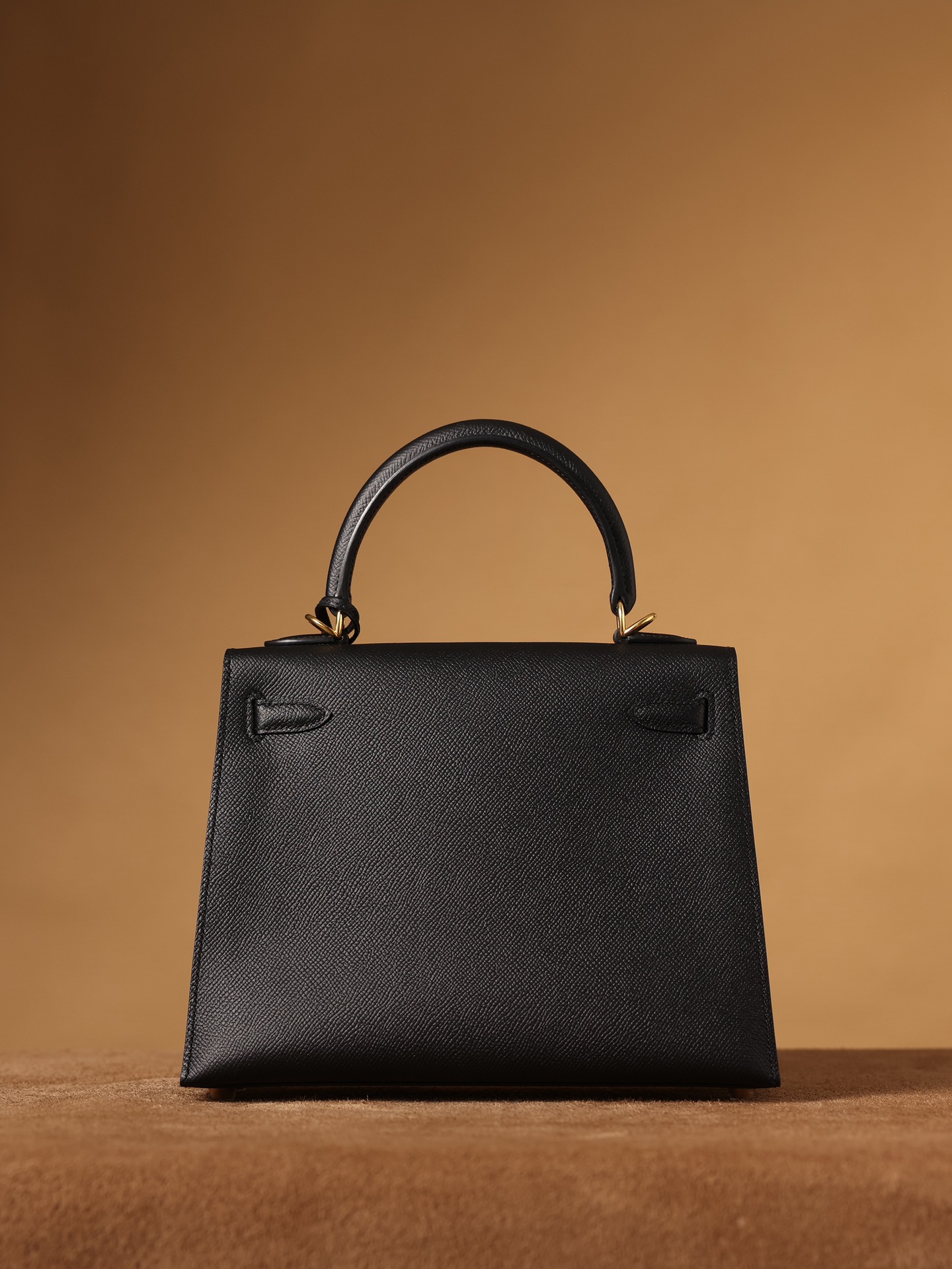 H**me5 Kelly Epsom Gold Tone Lock Bag Black For Women 9,8in/25cm