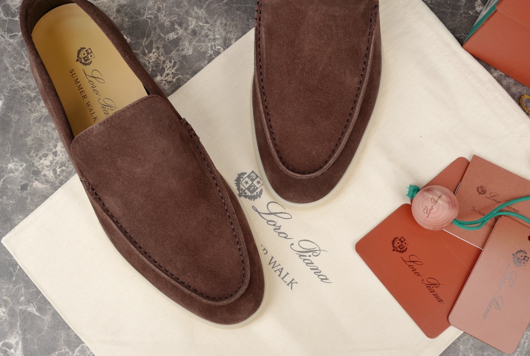 L0r0 P1ana Summer Walk Loafers Dark Brown For Men FAE8124