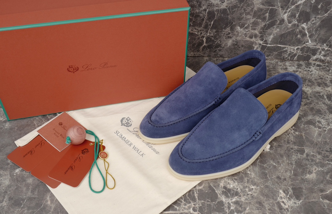 L0r0 P1ana Summer Walk Loafers Blue For Men FAE8124