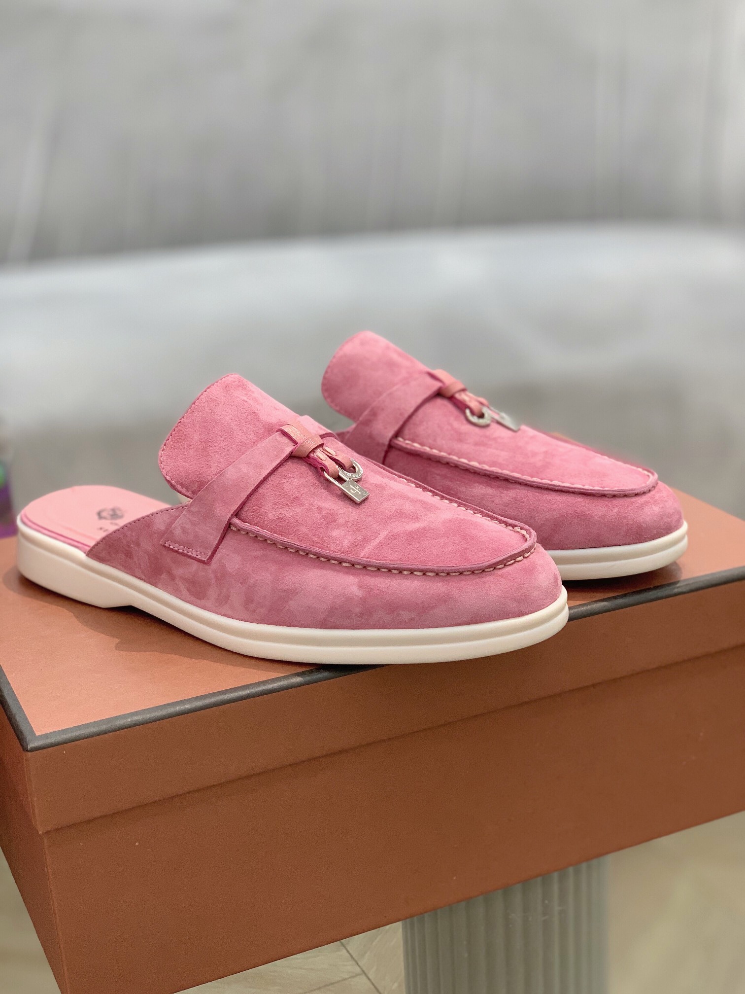 L0r0 P1ana Babouche Charms Walk Loafers Wild Mauve For Women – FAI1543 30F4