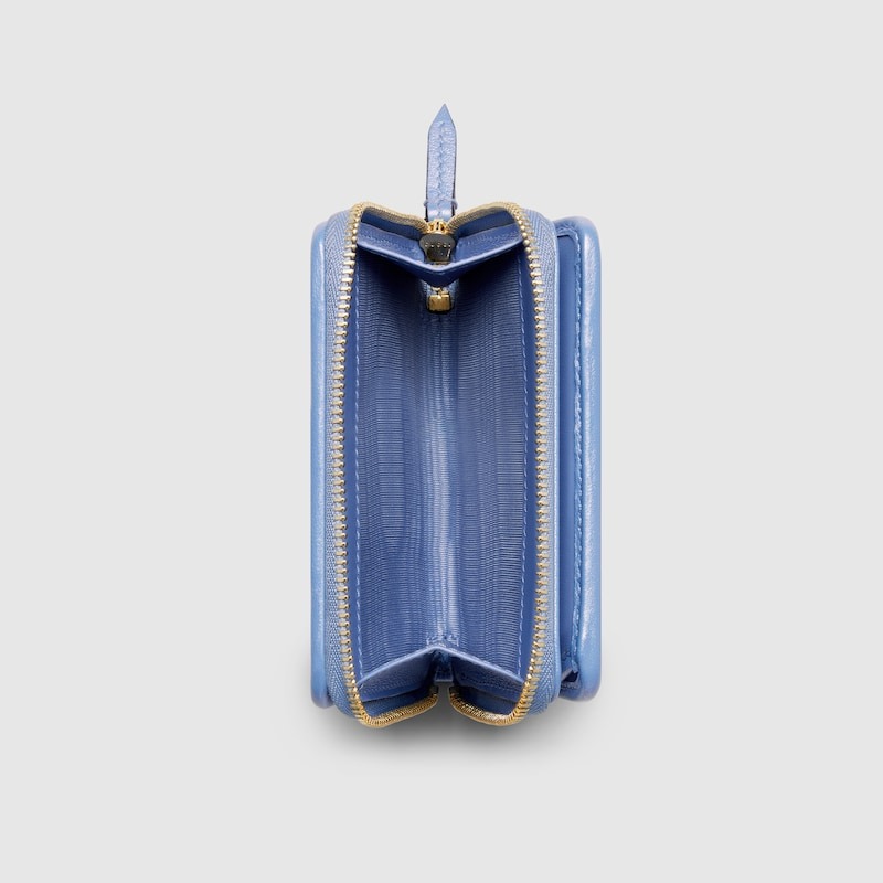 Gvc*1 GG Marmont Mini Wallet Light Blue For Women 4.3in/11cm 795520 AADU1 4322