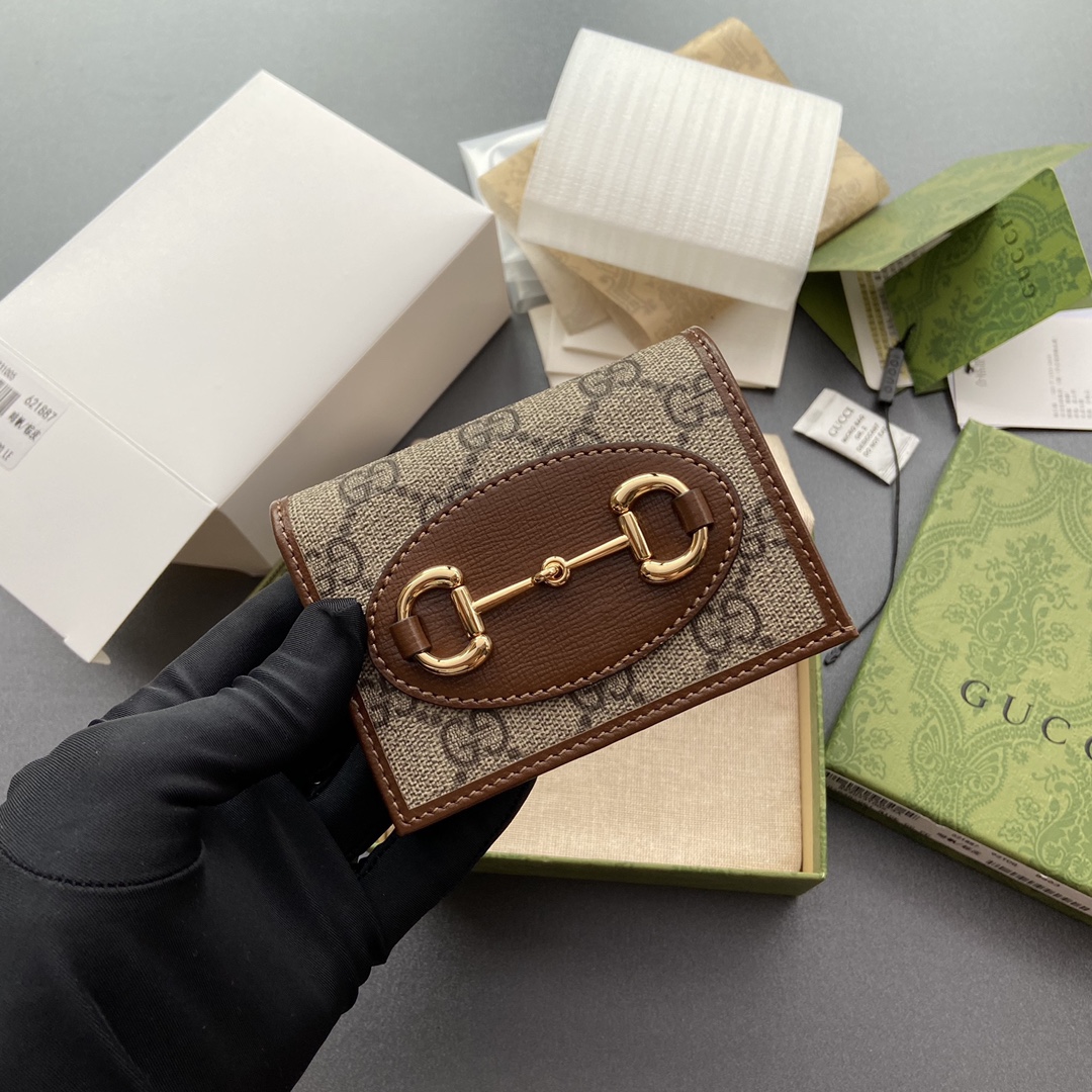 Gvc*1 Horsebit 1955 Card Case Wallet Brown For Women 4.3in/11cm 621887 92TCG 8563