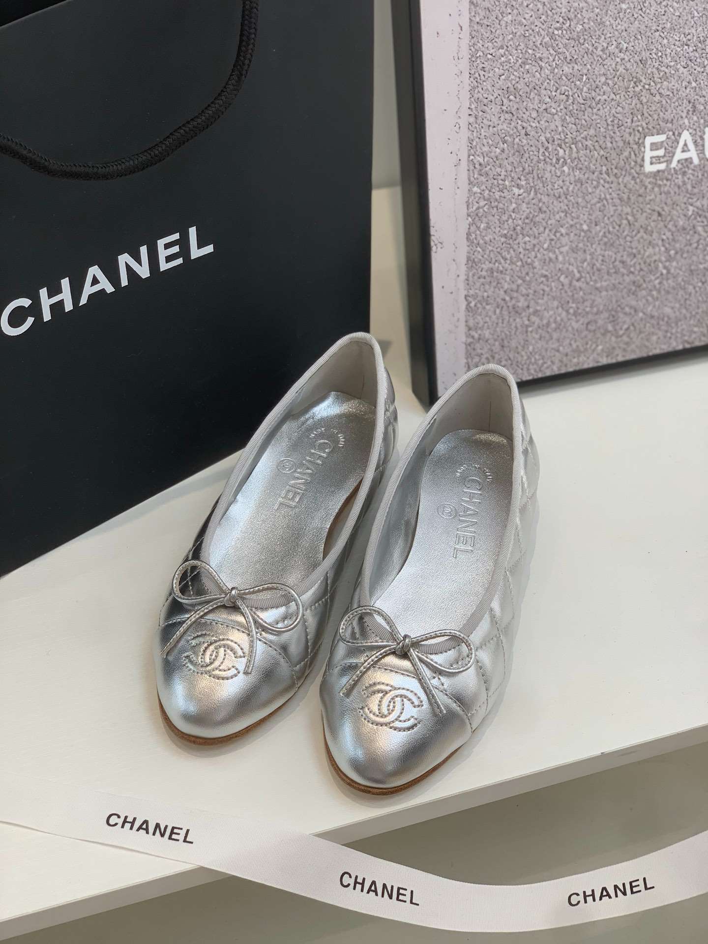 Ch**el Ballet Flats Silver For Women