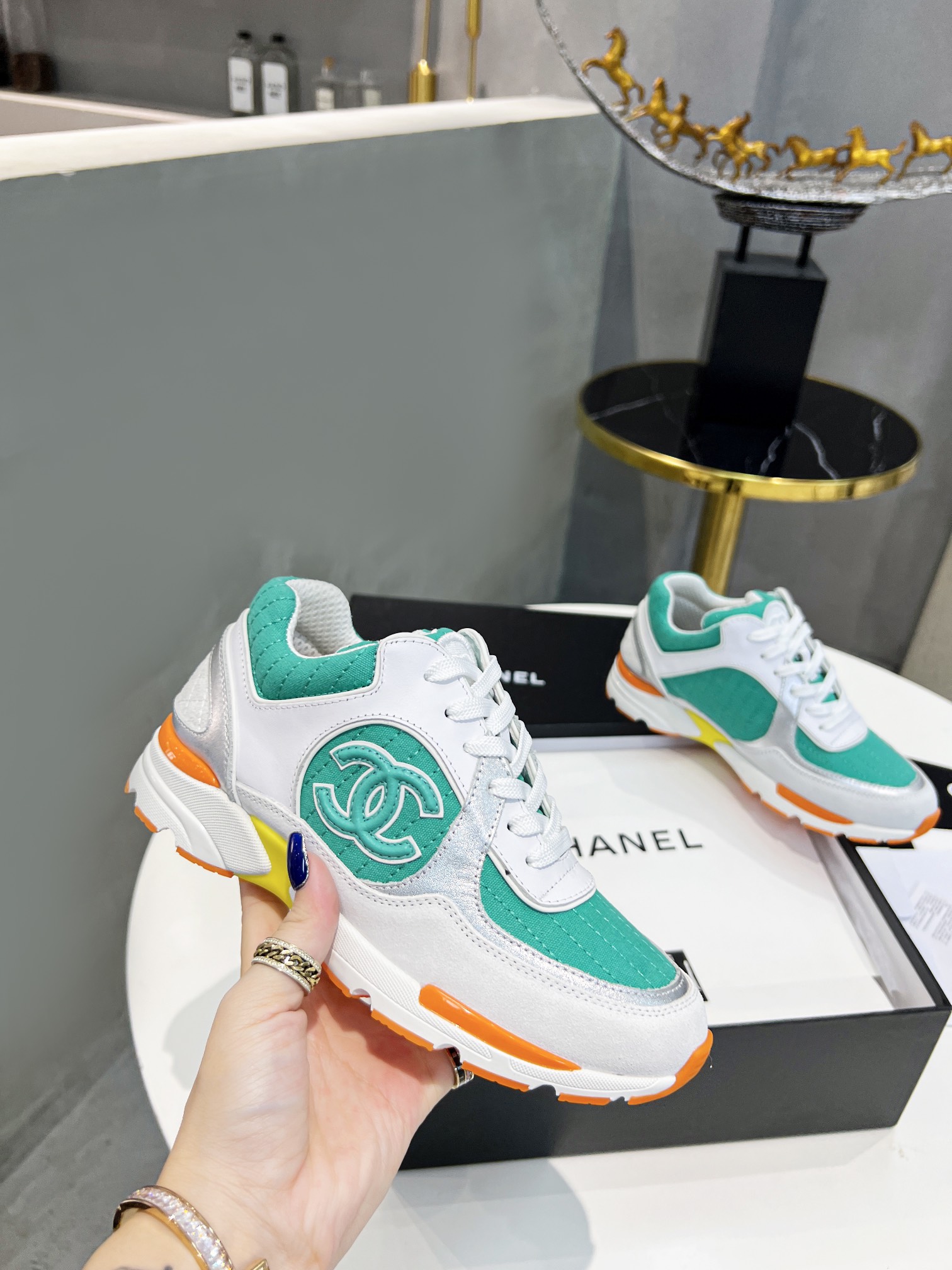 Ch**el Sneakers Green For Women