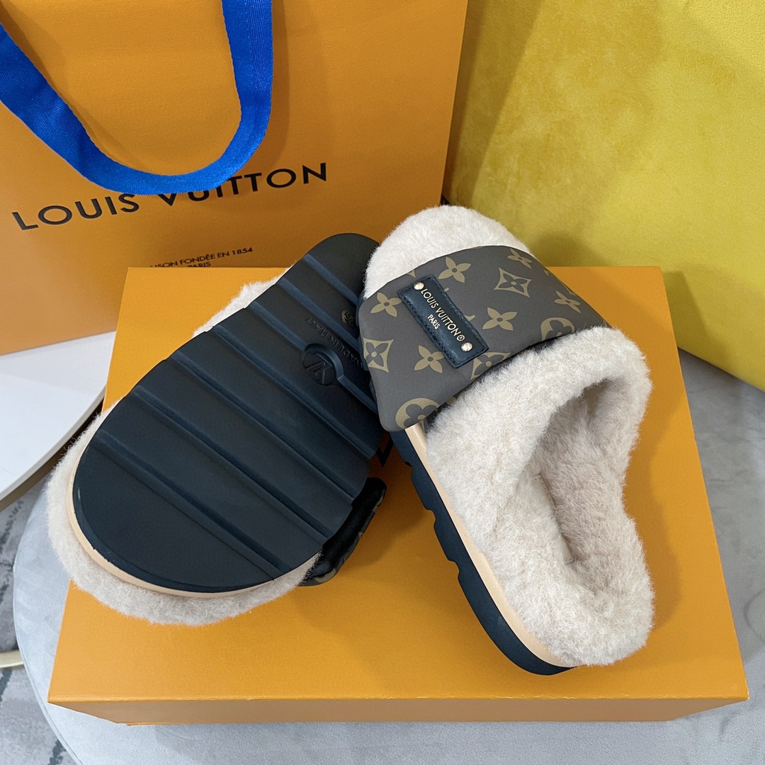 L0vis Vvtt0n Slipper Pillow Flat Comfort Mule Beige For Women