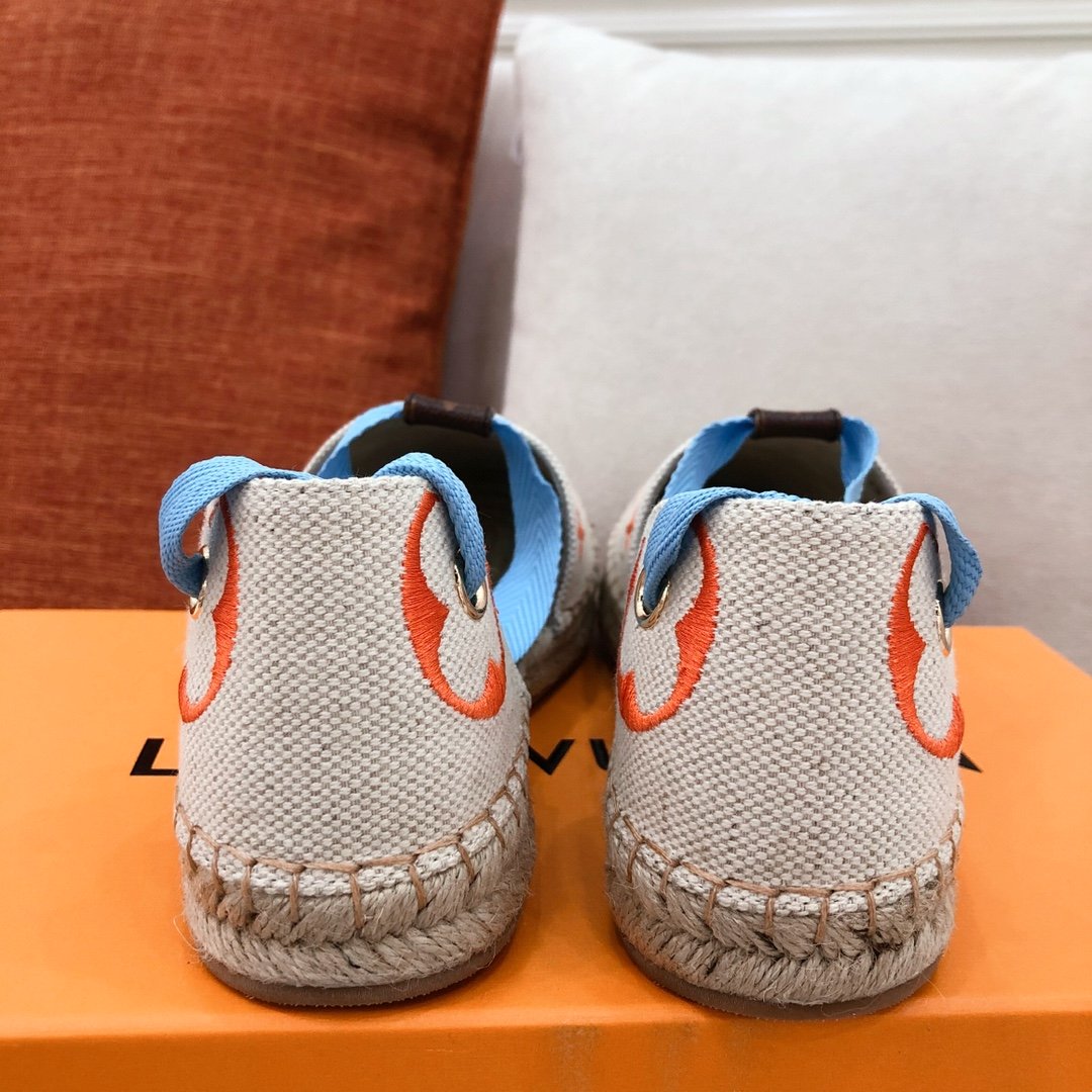 L0vis Vvtt0n Women’s Starboard Flat Espadrille Orange For Women LV