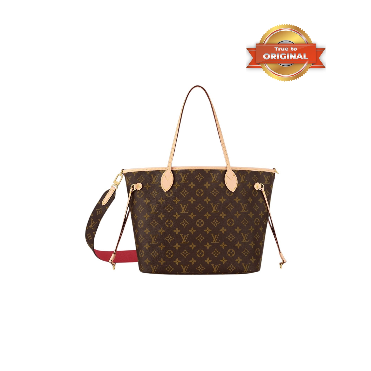 [True-to-ORIGINAL] L0vis Vvtt0n Neverfull Bandoulière Inside Out MM Rouge Sari Textile For Women 31cm/12.2in M12096