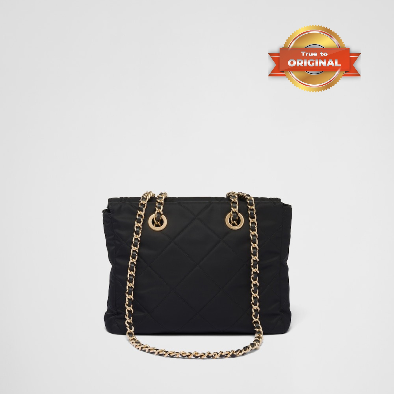 [True-to-ORIGINAL] Pra*a Re-Edition 1995 Chaîne Re-Nylon Tote Bag Black For Women 25cm/9.8in 1BG468_2AOS_F0002_V_COO