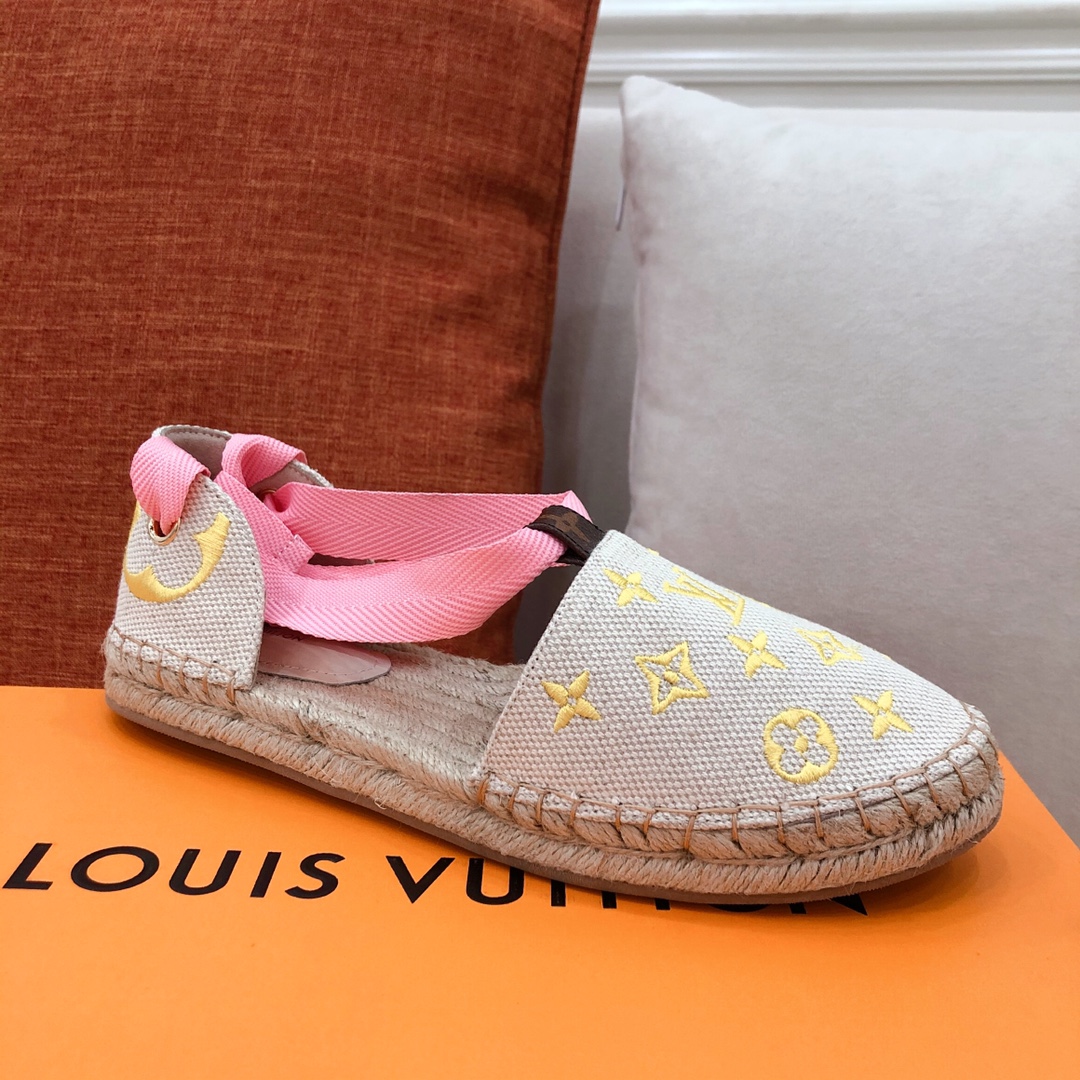 L0vis Vvtt0n Women’s Starboard Flat Espadrille Yellow For Women LV
