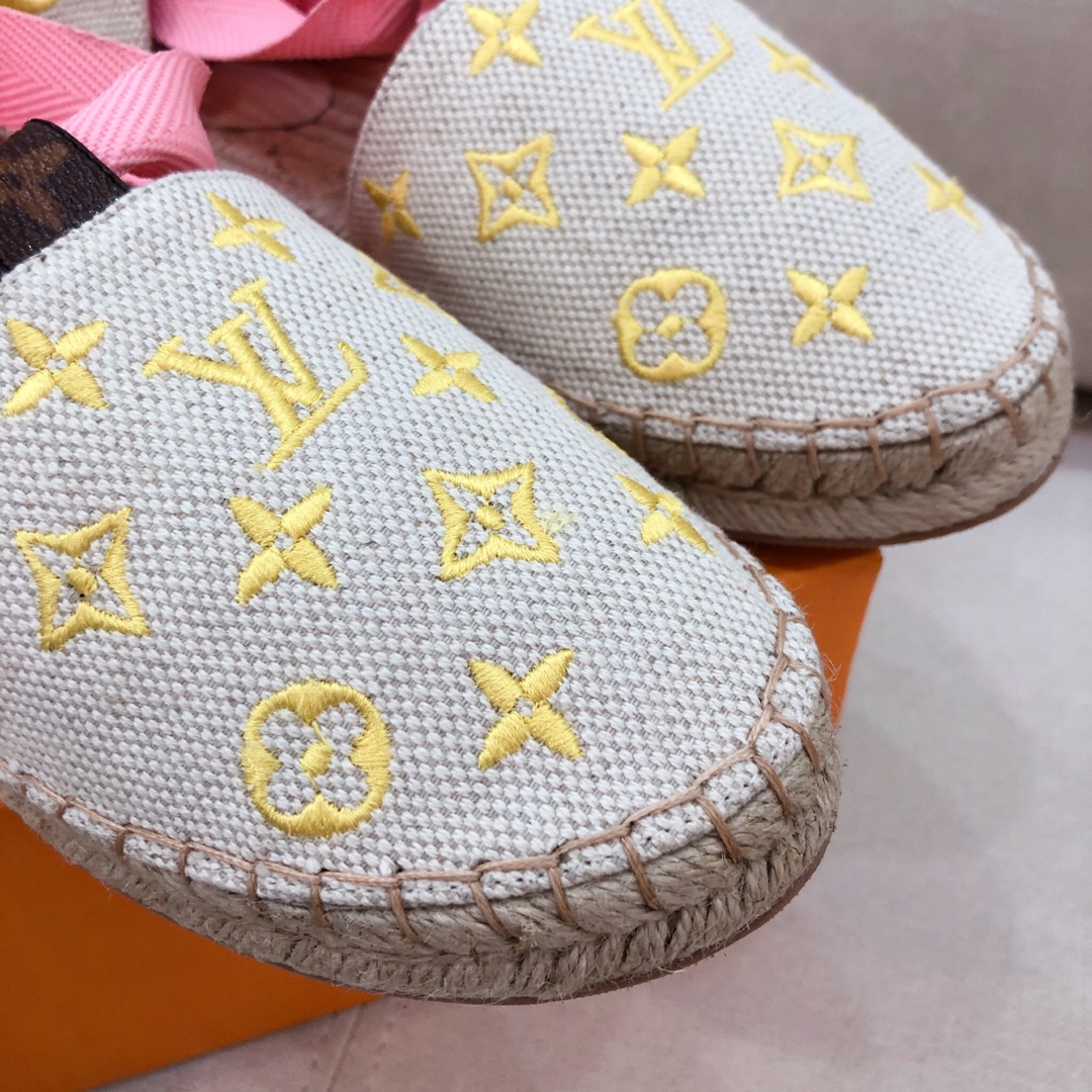 L0vis Vvtt0n Women’s Starboard Flat Espadrille Yellow For Women LV